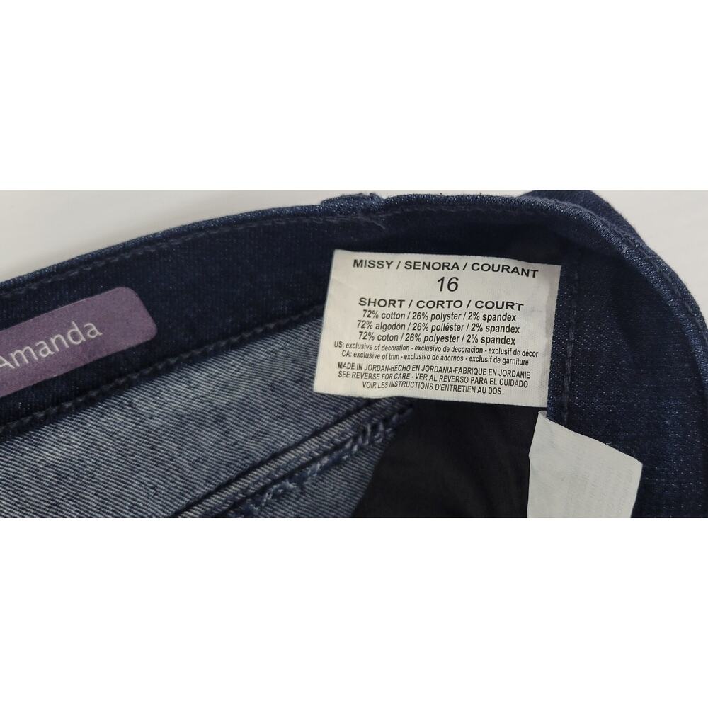L32) Women's Gloria Vanderbilt Amanda Blue Slimming Jeans Pants Size 16 Short - Picture 13 of 14